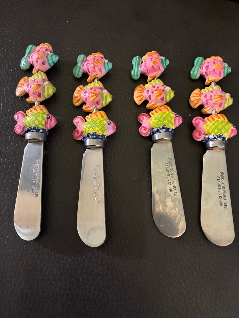 Set of 4 Boston Warehouse Stainless Steel Tropical Fish Butter/Cheese Spreaders